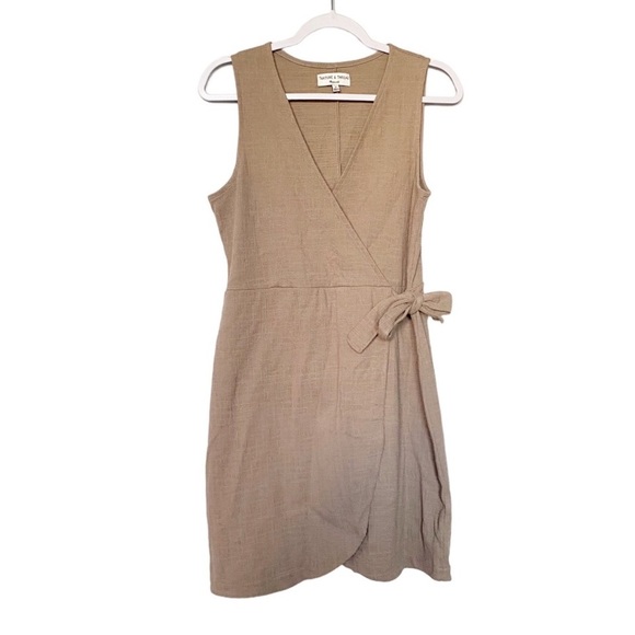Madewell Texture & Thread Crosshatch Side-Tie Mini Dress Neutral Summer Medium - Picture 3 of 10